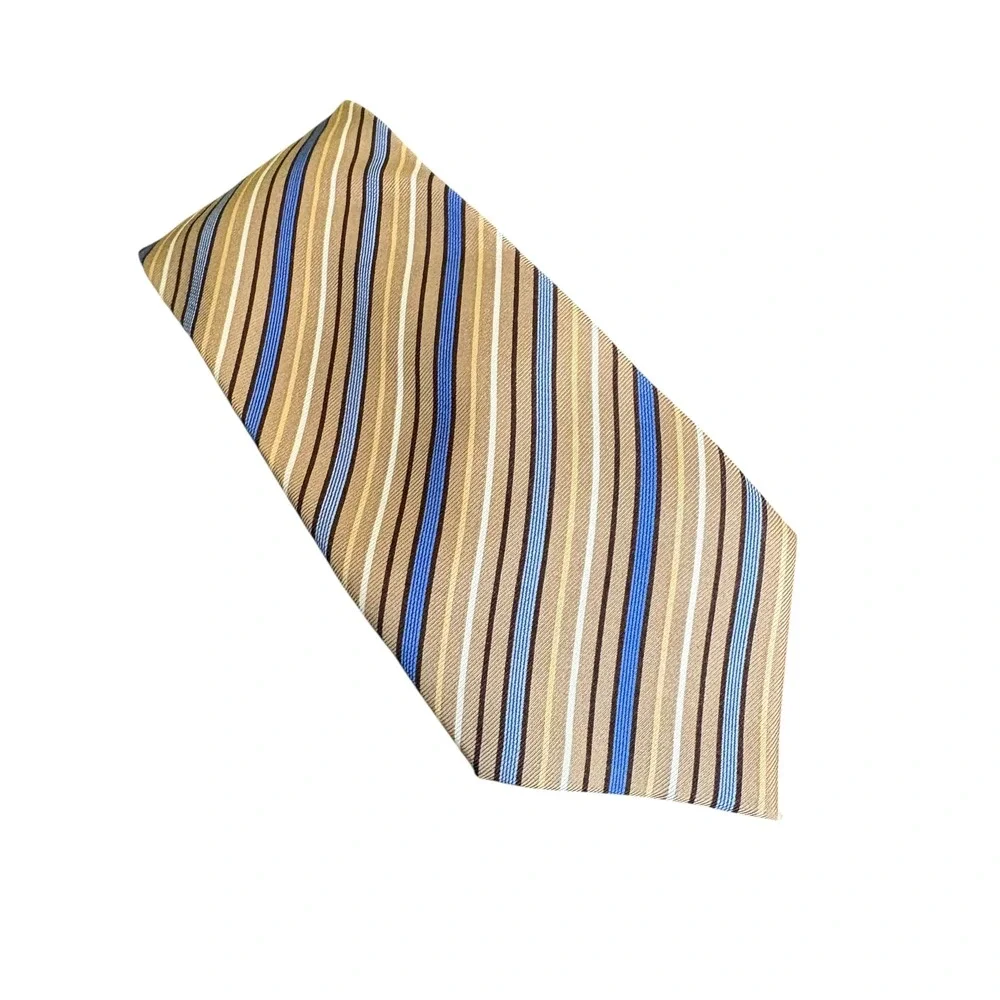 Mark Jason‎ Boys Tie Striped Brown Blue Tan Stain Resistant Youth Necktie